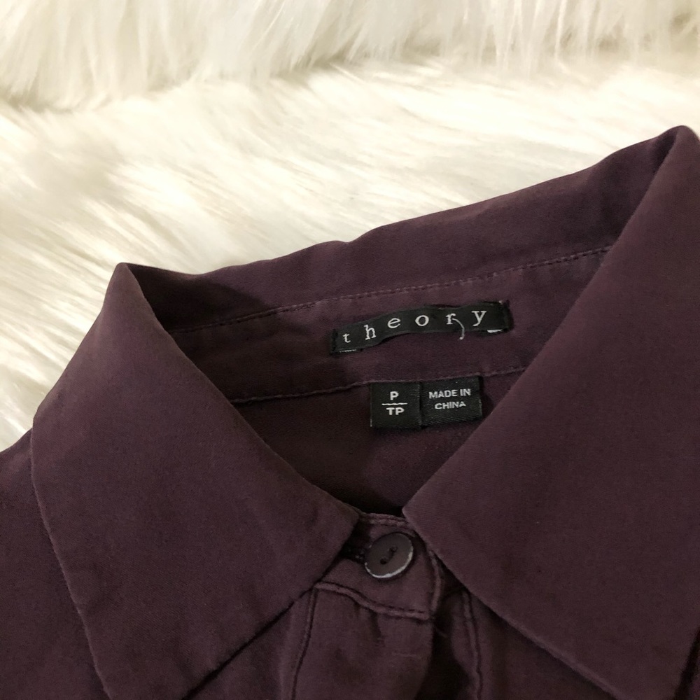 Theory Rosita Silk Blouse Deep Purple Layered - Picture 4 of 6